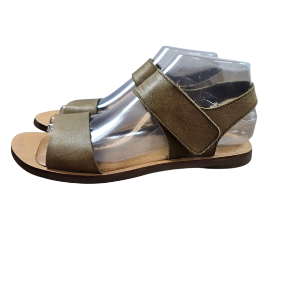 El Naturalista Khaki Green Leather Open Toe Ankle Strap Sandals - Picture 2 of 13